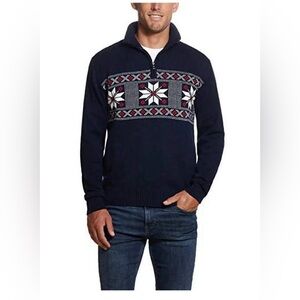 Weatherproof Vintage Men's Fair Isle 1/4 Zip Pullover Sweater, Navy, Size XL NWT
